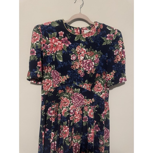 Miss Dorby Dress Floral Cottagecore Gold Buttons 80s 90s Sz 14 Floral Vintage - Picture 2 of 9